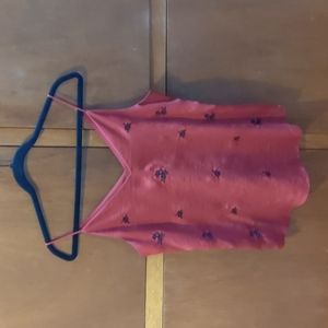 Express Downtown Cami, Red with Black Embroidered Flowers